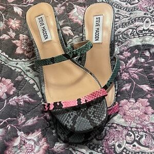 Steve Madden Pink and Green Snakeskin Heels